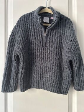 Zara Toddler Boy Ribbed Half-Zip Sweater - Blue